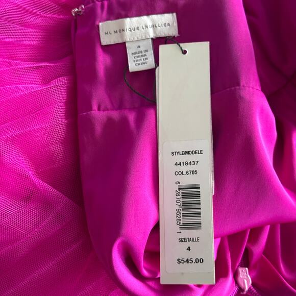 Monique Lhuillier Tulle Cut Out Midi Dress Pink Size 4 NWT - Picture 9 of 9